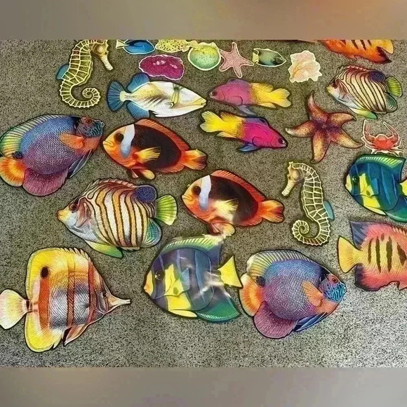 Vintage Ocean Animal Two Sides Die Cut Cardboard Cutouts Decorations Made In USA - Picture 3 of 6